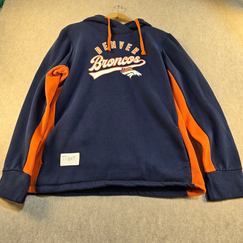 Fanatics Denver Broncos Women Hoodie XL Navy Blue Orange Pullover NFL Sweatshirt
